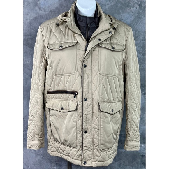 Johnson & Murphy Quilted Hooded Jacket Coat Multi Pocket Men's sz XXL (15566) - Picture 1 of 16